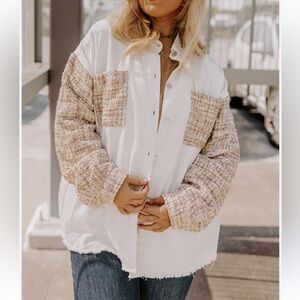 White and tweed Button-Up Jacket
